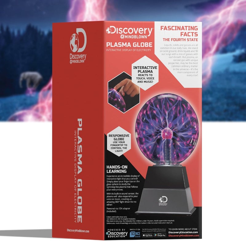 Discovery ™ Plasma Globe Lamp, Touch & Sound Sensitive Lightning, Interactive Electric Plasma Ball for Hands-On STEM Learning, Plug-in Bedroom & Desktop Decorative lamp - Image 3
